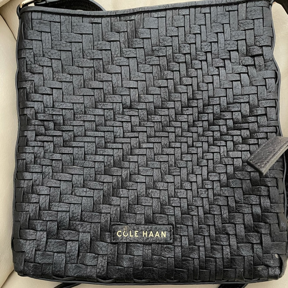 Cole Haan Black Weave Cross Body Bag